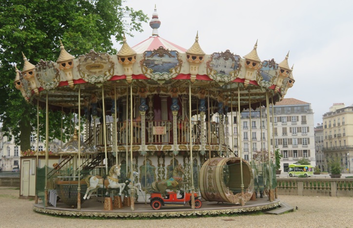 A carousel in the Old City of Bayonne, Southern France