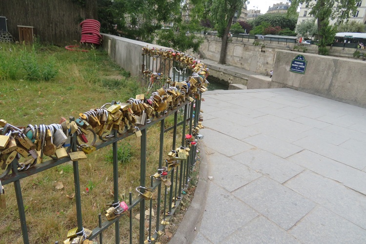 Padlocked in love on the River Seine, Paris France