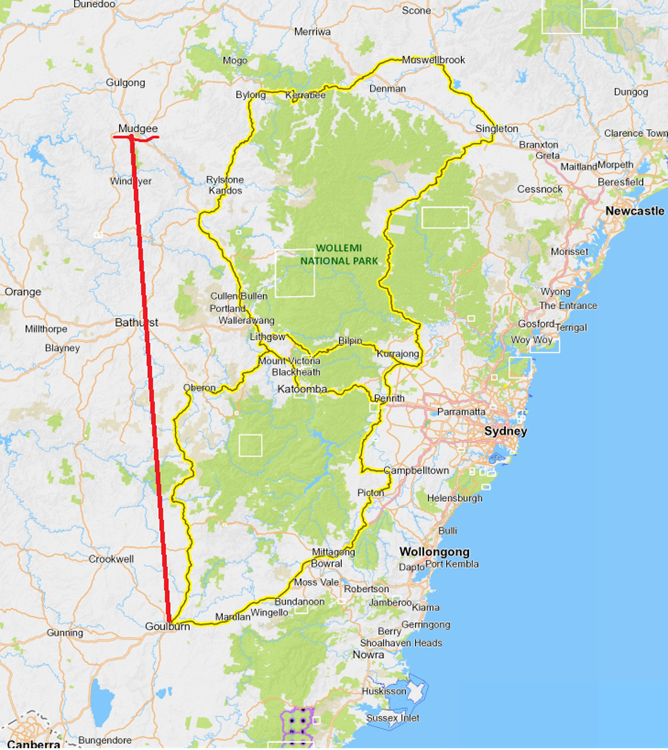Helicopter flight from Mudgee to Goulburn, January 2026