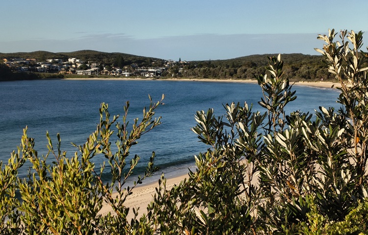 First views of Fingal Bay on the Tomaree Coastal Walk