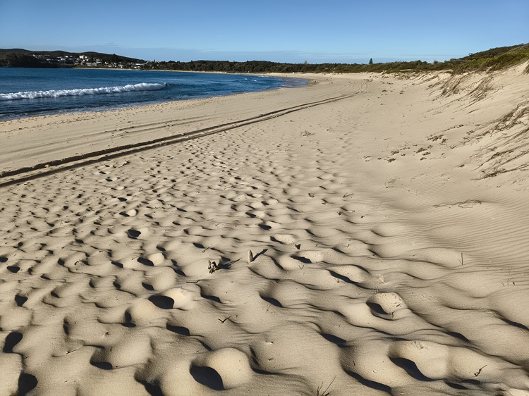 First views of Fingal Bay on the Tomaree Coastal Walk