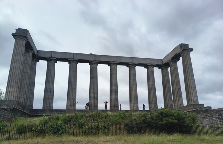 Sculptures on top of Calton Hill, Scotland