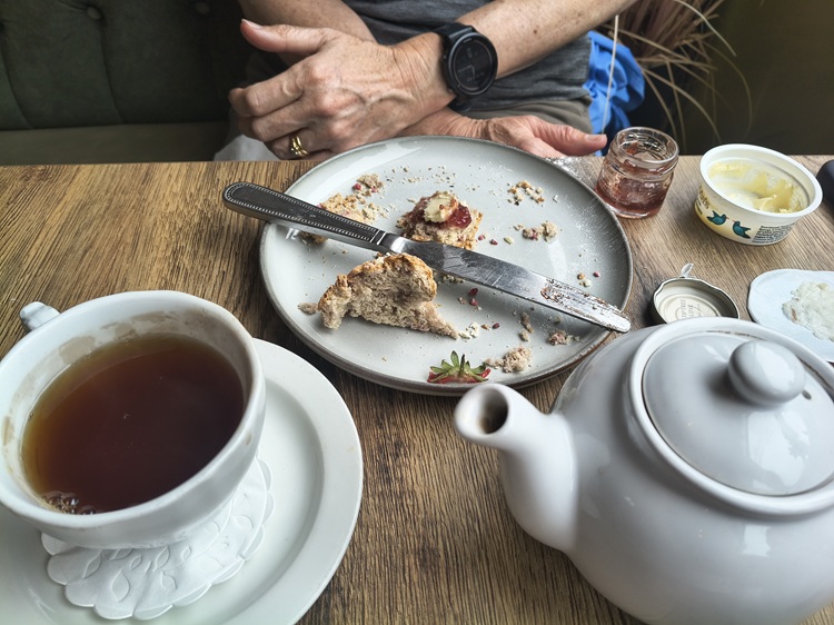 Morning tea at the Little Drummer Boy Tearoom, Richmond, North Yorkshire